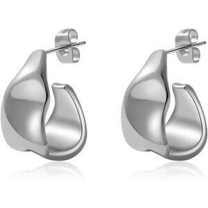 Women's Silver Plated Chunky Stud Earrings Hypoallergenic Nickle Free Jewelry
